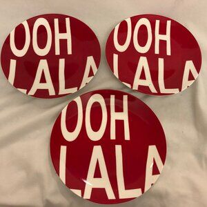Ooh La La Red & White Dessert Plates - Set of 3 - NEW